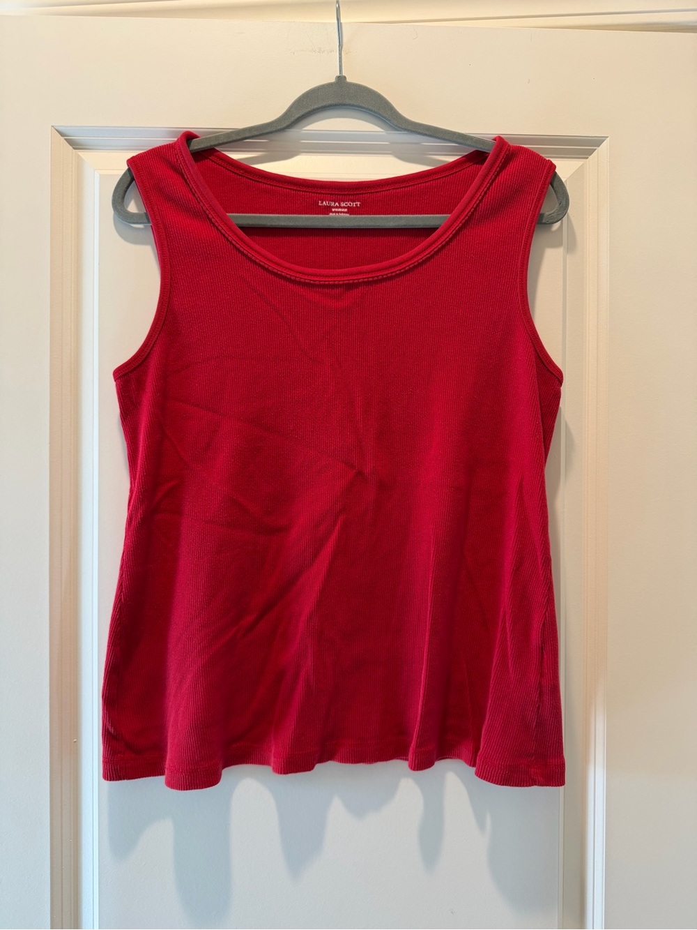 Laura Scott Red Ribbed Tank Top